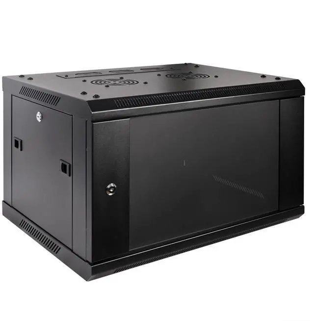 Main image of RackPath 6U Professional Wall Mount Server Cabinet Network Rack Enclosure with 2X Quiet Cooling Fan, 1x Brush Cable Management Panel, Black