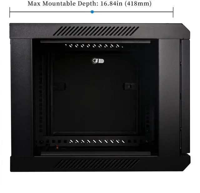 Alt view image 4 of 5 - RackPath 6U Professional Wall Mount Server Cabinet Network Rack Enclosure with 2X Quiet Cooling Fan, 1x Brush Cable Management Panel, Black