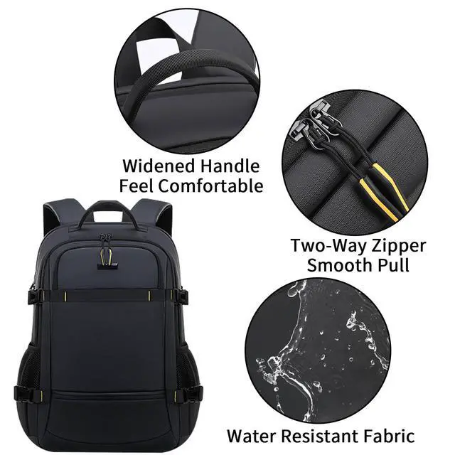 Alt view image 3 of 5 - Wesoke Business Laptop Backpack Large Travel Work Backpack Bag, Water Resistant Carry On Travel Backpack Computer Rucksack Bag Casual Daypack for Men Women Fits 15.6 Inch Laptop and Notebook, Black
