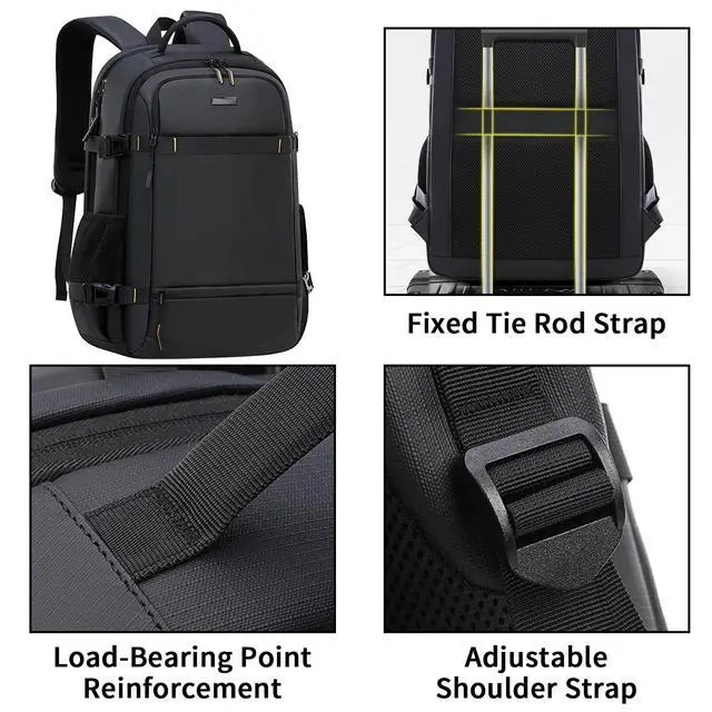 Alt view image 4 of 5 - Wesoke Business Laptop Backpack Large Travel Work Backpack Bag, Water Resistant Carry On Travel Backpack Computer Rucksack Bag Casual Daypack for Men Women Fits 15.6 Inch Laptop and Notebook, Black