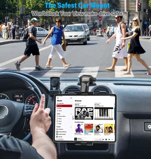 Alt view image 2 of 5 - YOOZ Dashboard Tablet Mount for Car [Adjustable Arm & Stablize] Car Dash Windshield Tablet Holder Suction for 4-13" Devices, iPad Pro 12.9 Air Mini, Galaxy Tabs, Lenovo, iPhone Series