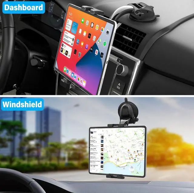 Alt view image 4 of 5 - YOOZ Dashboard Tablet Mount for Car [Adjustable Arm & Stablize] Car Dash Windshield Tablet Holder Suction for 4-13" Devices, iPad Pro 12.9 Air Mini, Galaxy Tabs, Lenovo, iPhone Series