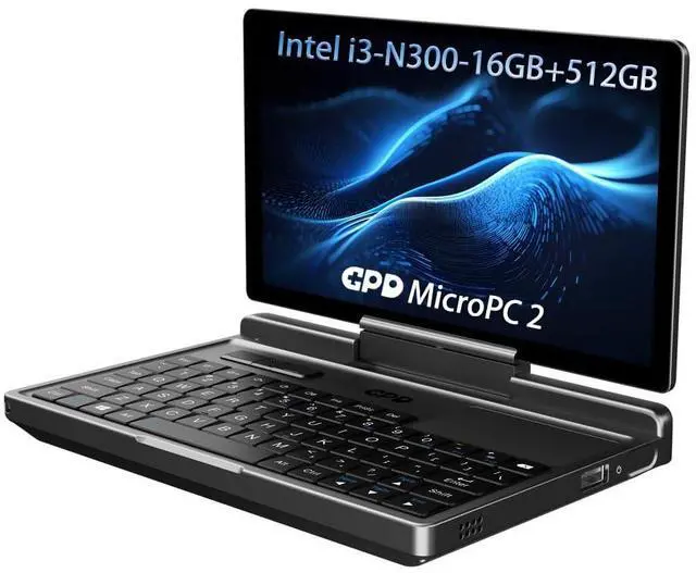 Main image of GPD MicroPC 2- Handheld Industry Laptop 7 Inches 1080P Display Mini PC Computer Win 11 Pro,CPU I3-N300, UHD Graphics; 16GB LPDDR5; 2.5G Ethernet, USB-C, HDMI 2.1, Wi-Fi 6, BT 5.2