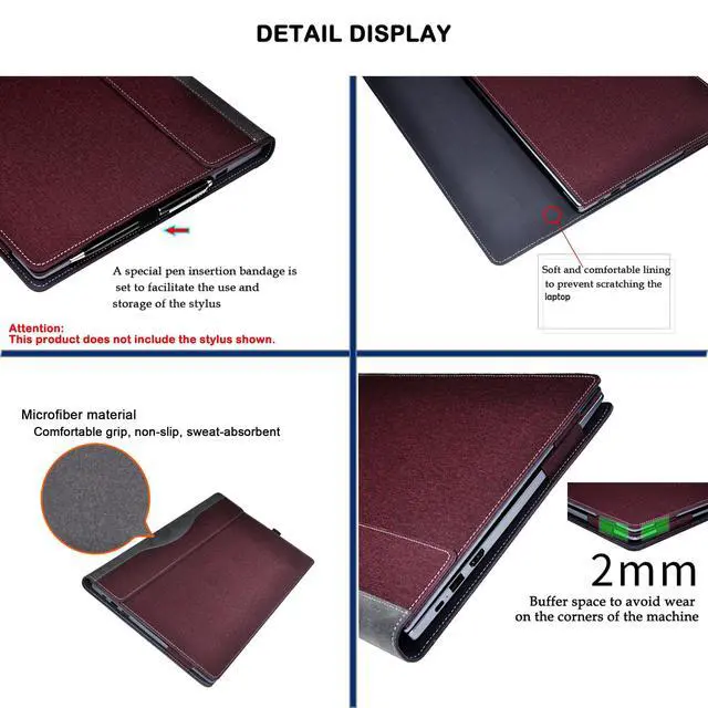 Alt view image 5 of 5 - LIMIYUE Laptop Cover Case for HP OmniBook X Flip 16 inch NGAI 16-as 16-ar & for OmniBook7 Flip 16-au Sleeve,PU Leather Protective Shell Detachable Notebook PC Bag Accessories (Burgundy)
