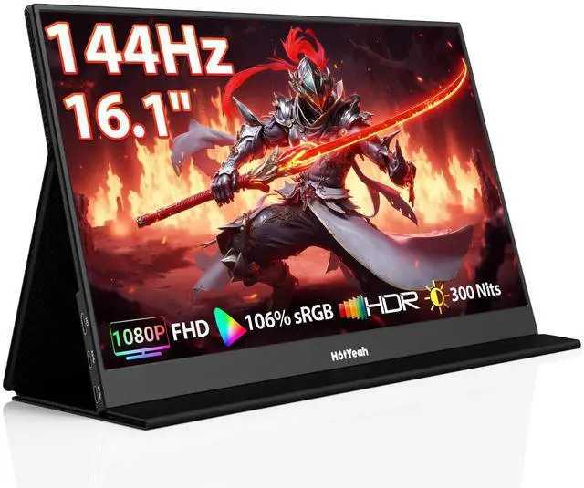 Main image of HotYeah 16.1'' 144Hz Portable Gaming Monitor, 106% sRGB 1080P FHD Portable Monitor USB-C HDMI External Display HDR Travel Screen w/Smart Cover, 2nd Screen for Laptop, PC, Mac, Switch, PS5/4, Xbox