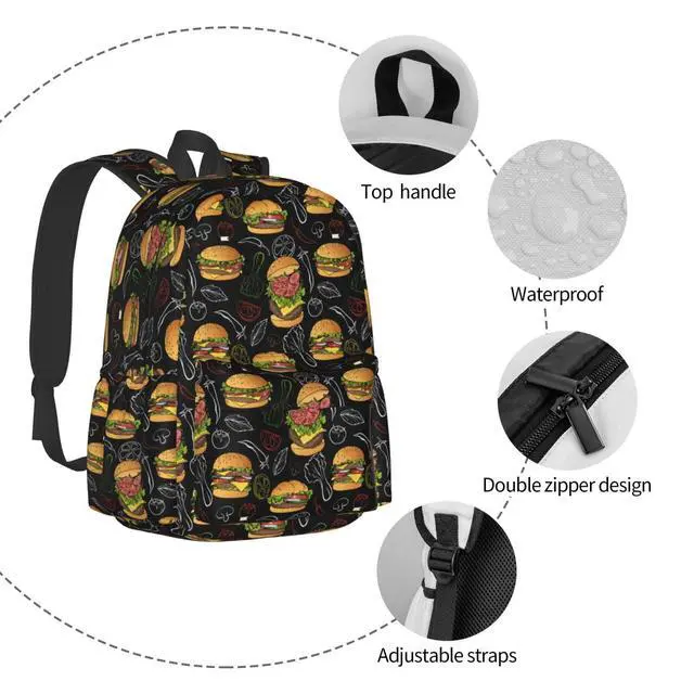 Alt view image 4 of 5 - Odfovowo Hamburger Backpack Travel Backpack for Women Men Work Laptop backpacks Carry on Backpack Computer Backpack Casual Daypack for Hiking Camping Climbing Gifts