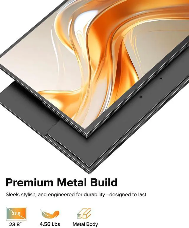 Alt view image 5 of 5 - EPORMOT Portable Monitor 4K 23.8", 3840x2160 UHD 24" QLED Large Monitor, 400 Nits | 100% DCI-P3 | USB-C & HDMI | VESA & Kickstand | Second Screen for Computer, Mini PC, Game Consoles