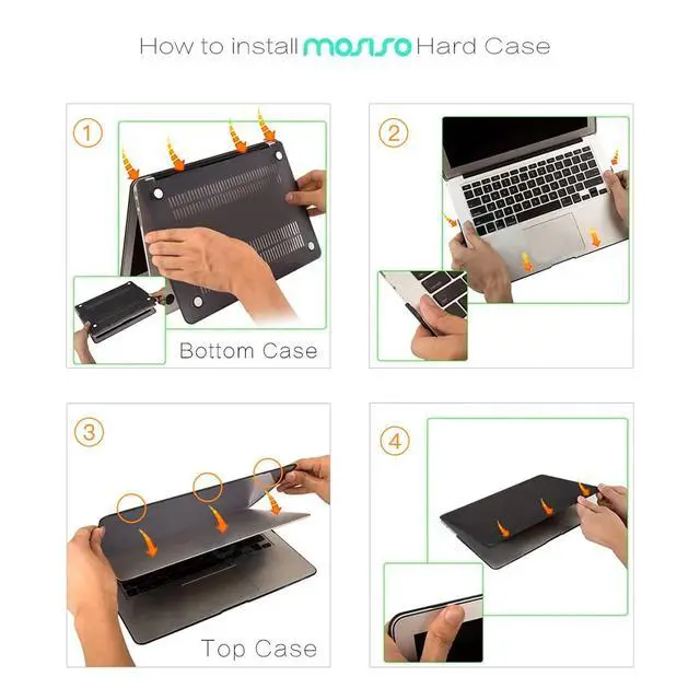 Alt view image 3 of 5 - MOSISO Compatible with MacBook Air 13 inch Case (Models: A1369 & A1466, Older Version 2010-2017 Release), Plastic Leopard Grain Hard Shell Case & Keyboard Cover Skin & Screen Protector, Black