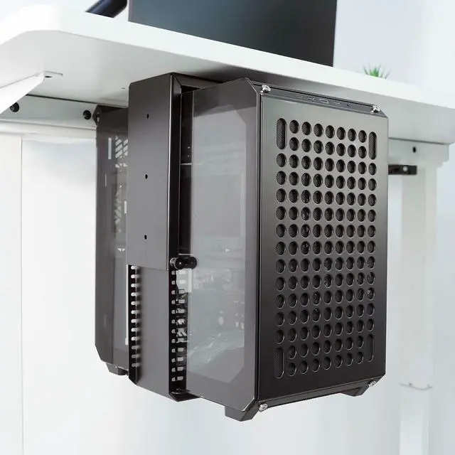 Alt view image 3 of 5 - Bylitco Universal Wall or Under Desk CPU Mount, PC/NAS Bracket  4.5 to 9.2 inch Wide Computer Holder, Space-Saving Design with Safety Lock,Max Load 32Lbs