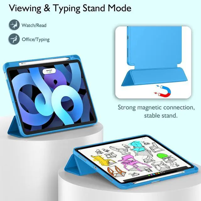 Alt view image 5 of 5 - ZryXal iPad Air 11 Inch Case M3 2025 / M2 2024, iPad Air Case 5th Generation/4th Generation 2022/2020 10.9 Inch [Support Touch ID and Auto Wake/Sleep](Ocean Blue)