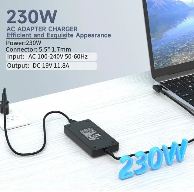 Alt view image 2 of 5 - HFLRZZ 230W 180W AC Charger Compatible with Acer Predator Helios 300 PH315-54 PH315-53 PH317-55 PH317-52 G3-573 Triton 300 500 Series PT515-52 PT516 PT316 Nitro 5 7 Gaming Laptop Power Adapter