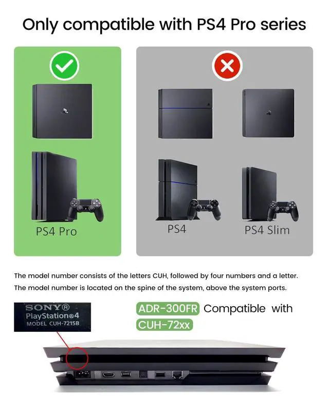 Alt view image 2 of 5 - LHM for PS4 Pro Power Supply Replacement ADP-300FR CUH-72xx Series Compatible with Power Cord