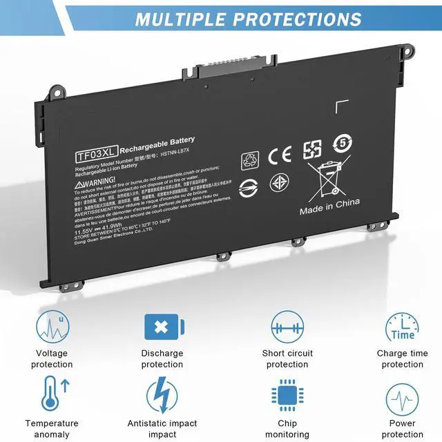 Alt view image 5 of 5 - YUERYE TF03XL 920070-855 Battery Compatible with HP Pavilion x360 14M-CD0001DX 14M-CD0003DX 15-CC0XX 15-CC1XX 15-CC023CL 15-CC563ST 15-CD040WM 17-AR050WM 15-CC 15-CD 15-CK 14-BF 17-AR Series tpn-q190