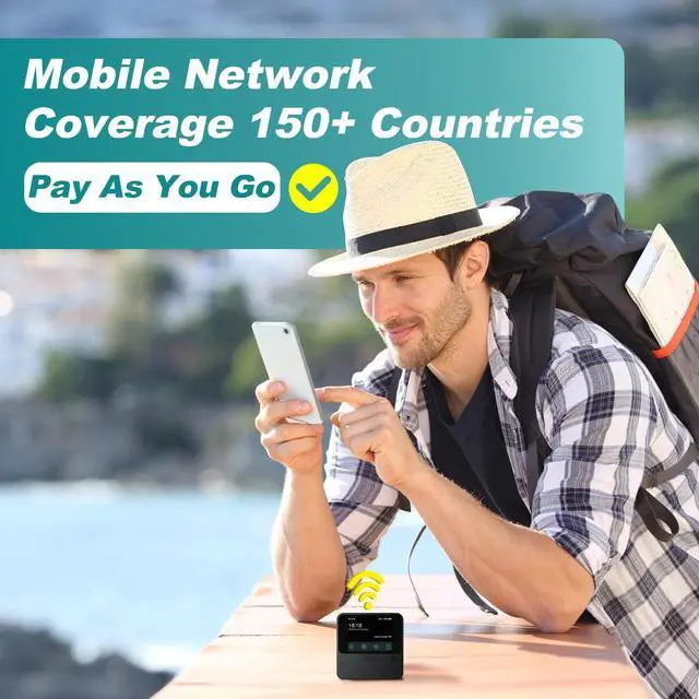 Alt view image 3 of 5 - FREEBOT SIM-Free Mobile Hotspot with 10GB US/CA/MX Data 30Days, 4G LTE Portable WiFi Router for 150+ Countries, Connect 10 Devices, Ideal for Travel & Remote Work