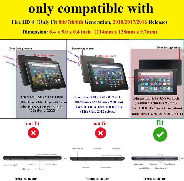 Alt view image 2 of 5 - UUcovers for 8" Kindle Fire HD 8 Tablet (2018/2017/2016) Release Case 8th/7th/6th Generation with Pencil Holder [Auto Wake/Sleep] Business PU Leather Folio Stand Magnetic Smart TPU Back Cover, Brown