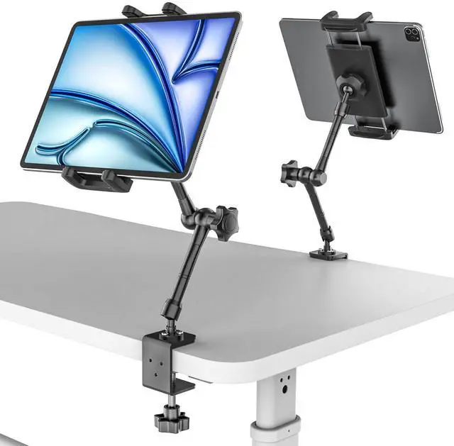 Main image of Kolasels Metal Tablet Stand Holder for iPad, [Foldable Arm] Tablet Mount for Desk, Kitchen, Under Cabinet, Living, Cafe, Office, Compatible iPad mini, Air, Pro, Galaxy Tab/Z Fold, 4.7-16'' Device