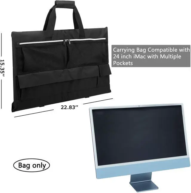 Alt view image 3 of 5 - KISLANE Travel Carrying Case for 24'' iMac Desktop Computer, Protective Storage Bag for iMac Monitor Dust Cover with Carry Handle for 24 inch iMac Screen and Accessories (Black)