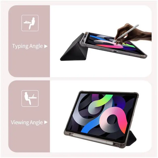 Alt view image 5 of 5 - Cute Kawaii Bow for iPad 7th/8th/9th Generation Case with Pencil Holder, Auto Sleep/Wake, Black Leather Soft TPU Back Cover for iPad 10.2 Inch 2019/2020/2021