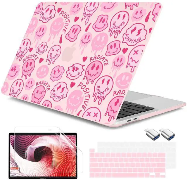 Main image of DONGKE for MacBook Pro 13 Inch Case 2023-2016 Release A2338 M2 M1 A2251 A2289 A2159 A1989 A1706 Touch Bar & Touch ID, Hard Shell with USB C to USB Adapter & Keyboard Cover, Melting Faces