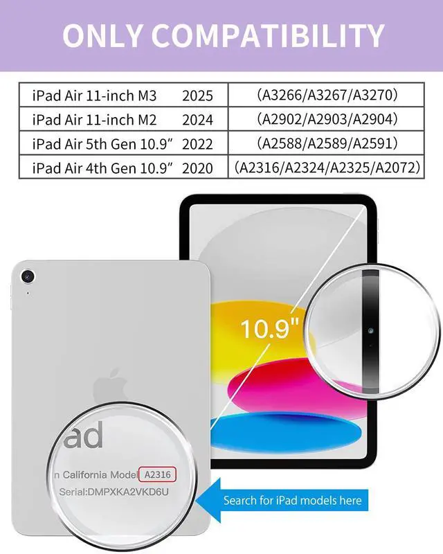 Alt view image 2 of 5 - SQBEBS Case with Keyboard for iPad Air 11 inch M3/M2 (2025/2024), iPad Air 5th/4th Generation 10.9 inch (2022/2020), Detachable Bluetooth Keyboard, Stand Folio Cover with Pencil Holder, Purple