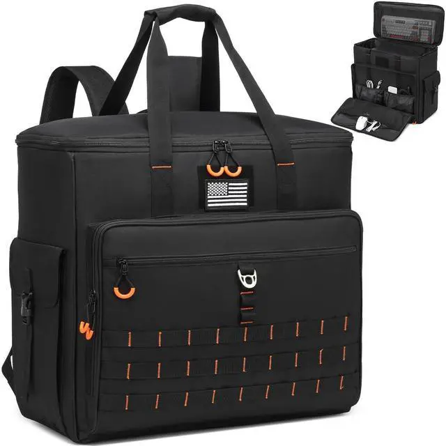 Main image of BISKLNDN Computer Desktop Tower Carrying Case - Portable PC Travel Case for Full Tower ATX Computer Case, PC Carrying Case Bag with Padded Shoulder Straps, Holds Desktop CPU, Keyboard, Mouse, Black