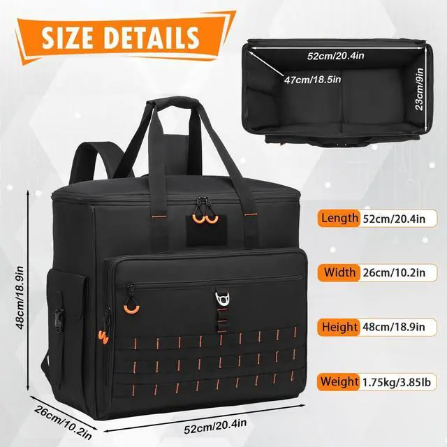 Alt view image 2 of 5 - BISKLNDN Computer Desktop Tower Carrying Case - Portable PC Travel Case for Full Tower ATX Computer Case, PC Carrying Case Bag with Padded Shoulder Straps, Holds Desktop CPU, Keyboard, Mouse, Black