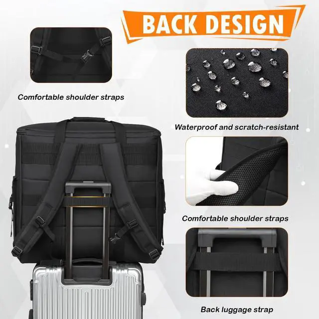 Alt view image 3 of 5 - BISKLNDN Computer Desktop Tower Carrying Case - Portable PC Travel Case for Full Tower ATX Computer Case, PC Carrying Case Bag with Padded Shoulder Straps, Holds Desktop CPU, Keyboard, Mouse, Black
