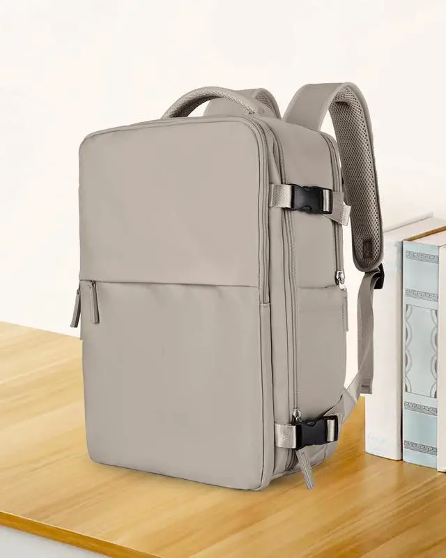 Alt view image 2 of 5 - coowoz Travel Laptop Backpack For Women Men Airline Approved,Carry On Backpack,Large Hiking Backpack Waterproof Outdoor Sports Rucksack Casual Daypack Fit 15.6 Inch College Backpack (Brown)