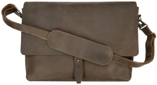 Main image of Hide & Drink, Messenger Bag with Shoulder Strap, 13-14 Inch Laptop Storage, Classic Portfolio, Travel Accessory, Full Grain Leather, Handmade, Bourbon Brown