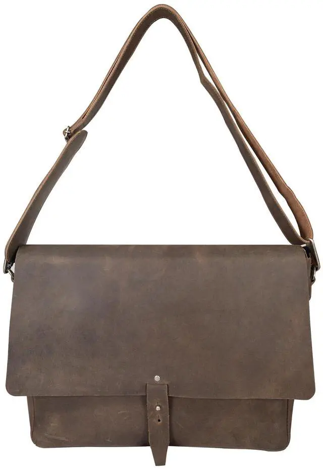 Alt view image 5 of 5 - Hide & Drink, Messenger Bag with Shoulder Strap, 13-14 Inch Laptop Storage, Classic Portfolio, Travel Accessory, Full Grain Leather, Handmade, Bourbon Brown