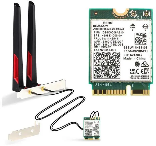 Main image of Teday BE200 Bluetooth 5.4 Wi-Fi 7 Card BE200NGW Desktop Kit 2.4/5/6 GHz 802.11BE 8774Mbps Wrieless Adapter for Windows 11 Desktop PC with Antennas Not Support AMD Motherboards