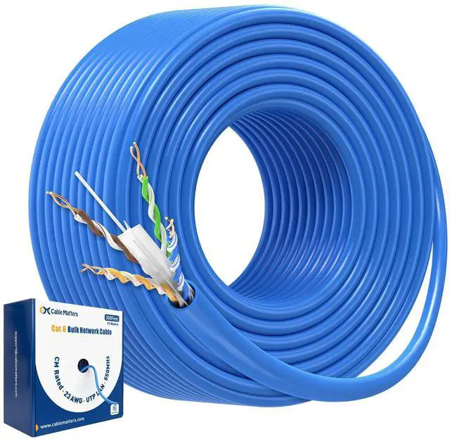 Main image of Cable Matters [UL Listed] 10Gbps in-Wall Riser Rated (CMR) 23AWG Bare Copper Cat6 Ethernet Cable - 300ft, Cat 6 Ethernet Cable Spool, Cat 6 Cord Bulk, Blue