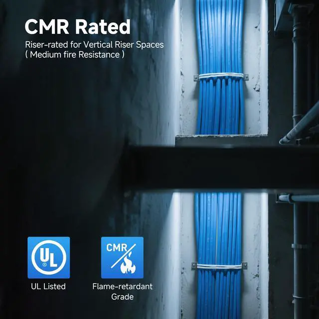 Alt view image 5 of 5 - Cable Matters [UL Listed] 10Gbps in-Wall Riser Rated (CMR) 23AWG Bare Copper Cat6 Ethernet Cable - 300ft, Cat 6 Ethernet Cable Spool, Cat 6 Cord Bulk, Blue
