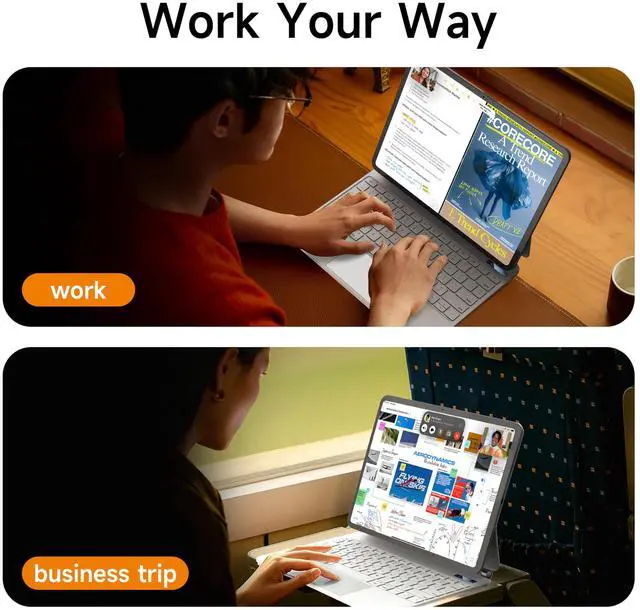 Alt view image 5 of 5 - nimin Keyboard Case for iPad Pro 13 inch 2024 (M4), Multi-Touch Trackpad, Magnetic Attach, 7-Color Backlight, Auto Sleep/Wake, Snow White