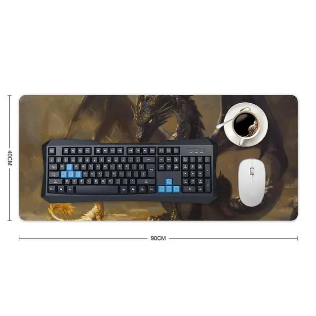Alt view image 2 of 5 - QEOPGNE Large Mouse Pad Gaming Mousepad Fantasy Black Dragon Small Cute Golden Dragon Desk Mat for Keyboard and Mouse Mat Non-Slip Rubber Desk Pad 40x90cm