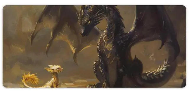 Main image of QEOPGNE Large Mouse Pad Gaming Mousepad Fantasy Black Dragon Small Cute Golden Dragon Desk Mat for Keyboard and Mouse Mat Non-Slip Rubber Desk Pad 40x90cm