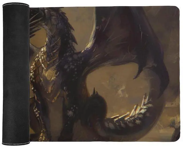 Alt view image 3 of 5 - QEOPGNE Large Mouse Pad Gaming Mousepad Fantasy Black Dragon Small Cute Golden Dragon Desk Mat for Keyboard and Mouse Mat Non-Slip Rubber Desk Pad 40x90cm
