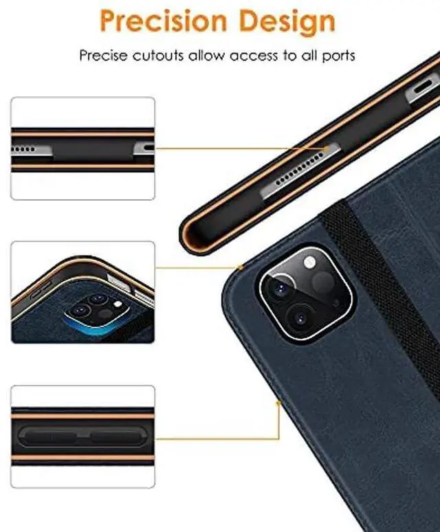 Alt view image 3 of 5 - DTTO Case for iPad Pro 11 Inch 4th / 3rd / 2nd / 1st Generation 2022/2021/2020/2018,Premium PU Leather Folio Stand Cover with Hand Strap, Auto Wake/Sleep,Multiple Viewing Angles, Blue