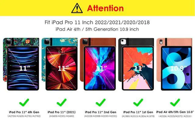 Alt view image 2 of 5 - DTTO Case for iPad Pro 11 Inch 4th / 3rd / 2nd / 1st Generation 2022/2021/2020/2018,Premium PU Leather Folio Stand Cover with Hand Strap, Auto Wake/Sleep,Multiple Viewing Angles, Blue