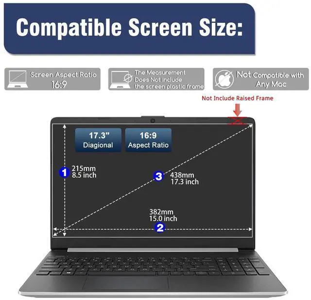 Alt view image 2 of 5 - (2-Pack) 17.3 inch Tempered Glass Laptop Screen Protector for 17.3" HP/Dell/ASUS/Samsung/Lenovo/Acer/LG etc 17.3" 16:9 Laptop,(383 x 215mm,W x H)-9H Hardness, Anti Fingerprint, Bubble Free
