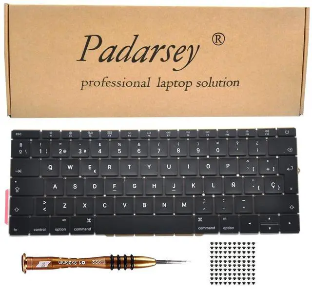 Main image of Padarsey Replacement Spanish ESPAÑOL Teclado Keyboard Compatible for MacBook Pro 13" A1708 Without touchpad bar A1708 Late 2016 mid 2017 with 80 PCE Screws+Screwdriver