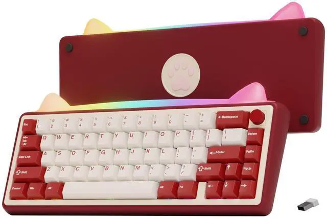 Main image of OOCTPK Chilkey Foxy65 Mechanical Keyboard with Knob, Gasket Mount 65% Aluminum Wireless Mechanical Keyboard, BT5.0/2.4GHz/USB-C, Hot Swappable, RGB Backlit Computer Custom Key Board for PC