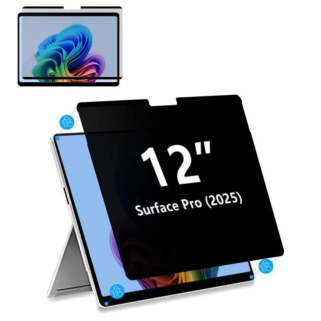 Alt view image 2 of 5 - Megoo Magnetic Privacy Screen Protector for Surface Pro 12 inch (2025) Removable, Anti-Spy, Anti-Glare, Easy Install, Blue Light & UV Blocking