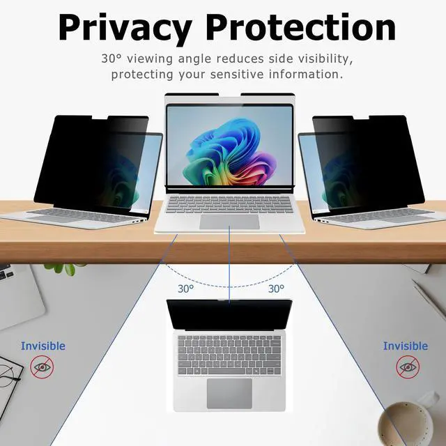 Alt view image 5 of 5 - Megoo Magnetic Privacy Screen Protector for Surface Pro 12 inch (2025) Removable, Anti-Spy, Anti-Glare, Easy Install, Blue Light & UV Blocking