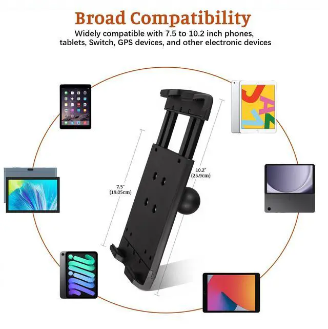 Alt view image 3 of 5 - Velpaw Aluminum iPad Tablet Mount Holder, Kitchen Tablet Holder for UTV/Desk/Chair/Fitness Bike/Mic Stand/Fitness Bike/Road Mountain Bicycle, 360° Adjustable Clamp Compatible with 7.5''-13'' iPad