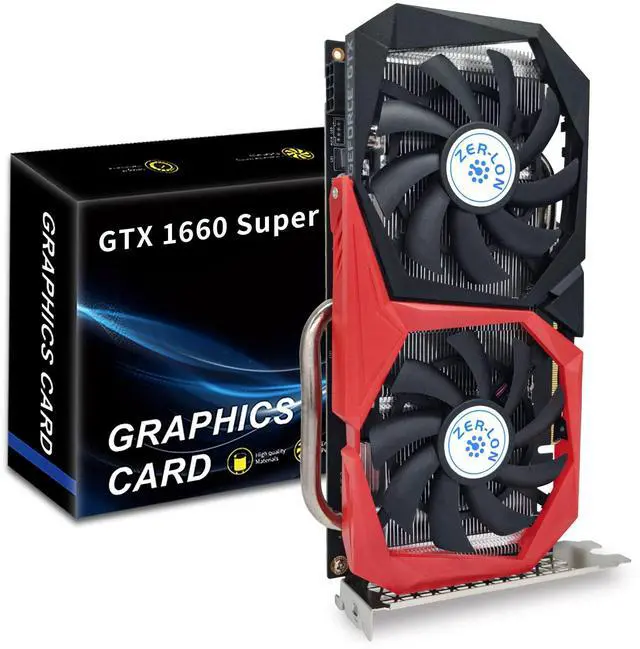 Main image of ZER-LON GeForce GTX 1660 Super 6GB Graphics Cards, GDRR6 192Bit PCIE 3.0X16 Computer Gaming Gpu, Dual Freeze Fans Video Card with HDMI/DP/DVI Ports Support 4K and 8K HD