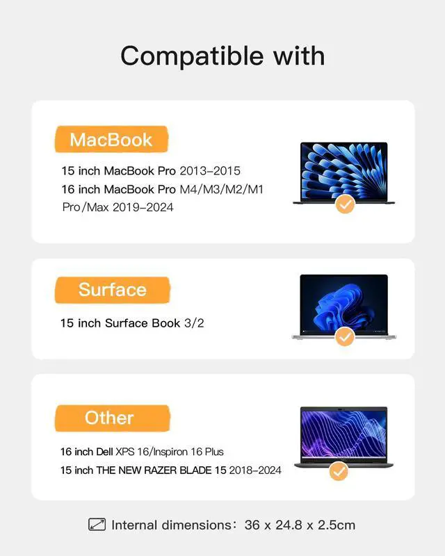 Alt view image 2 of 5 - Inateck 360° Protective Laptop Bag with Accessory Bag, Compatible with 16-inch MacBook Pro/Max M4 M3 M2 M1 2019-2024, Gray