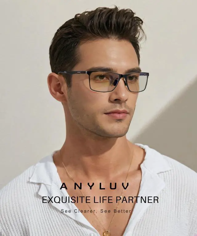 Alt view image 2 of 5 - ANYLUV Blue Light Glasses Men/Women, Al-Mg Metal Computer Blue Light Blocking Glasses, Relieve Eyestrain and Eye Protection