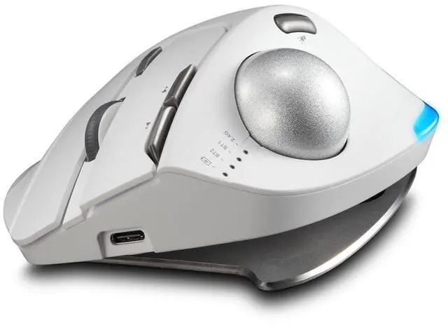 Alt view image 3 of 5 - zelotes Trackball Mouse,Rechargeable Wireless Bluetooth Mouse,4800 DPI (5-Level Adjustable), Dual Mode (BT 5.0/3.0 + 2.4G USB Receiver),LED Lighting,Ergonomic Design,for Laptop, PC, Pad (White)
