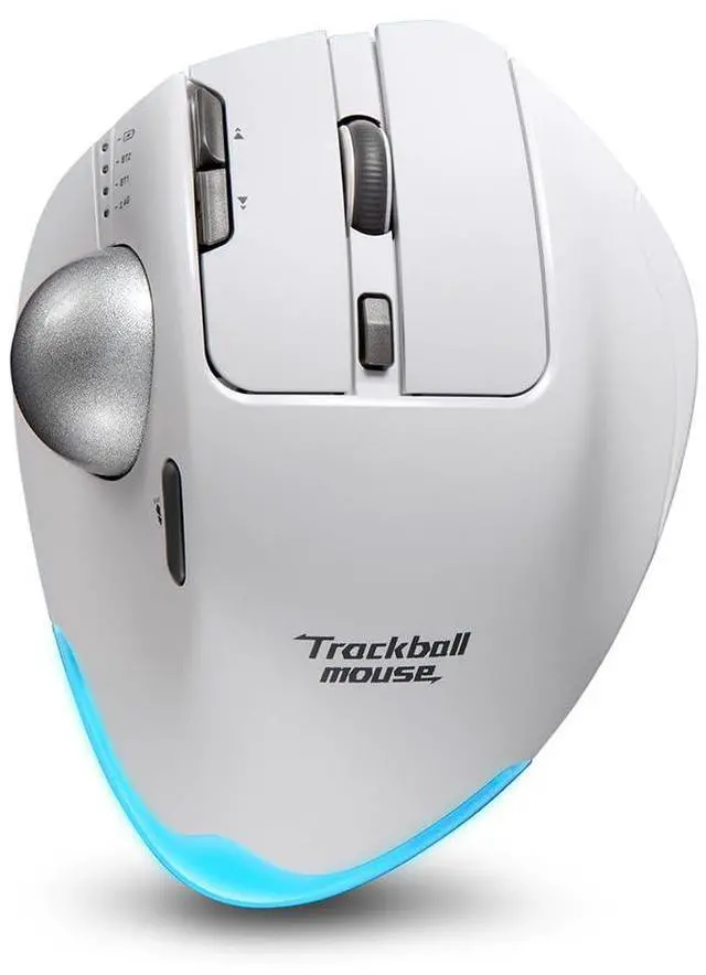 Main image of zelotes Trackball Mouse,Rechargeable Wireless Bluetooth Mouse,4800 DPI (5-Level Adjustable), Dual Mode (BT 5.0/3.0 + 2.4G USB Receiver),LED Lighting,Ergonomic Design,for Laptop, PC, Pad (White)
